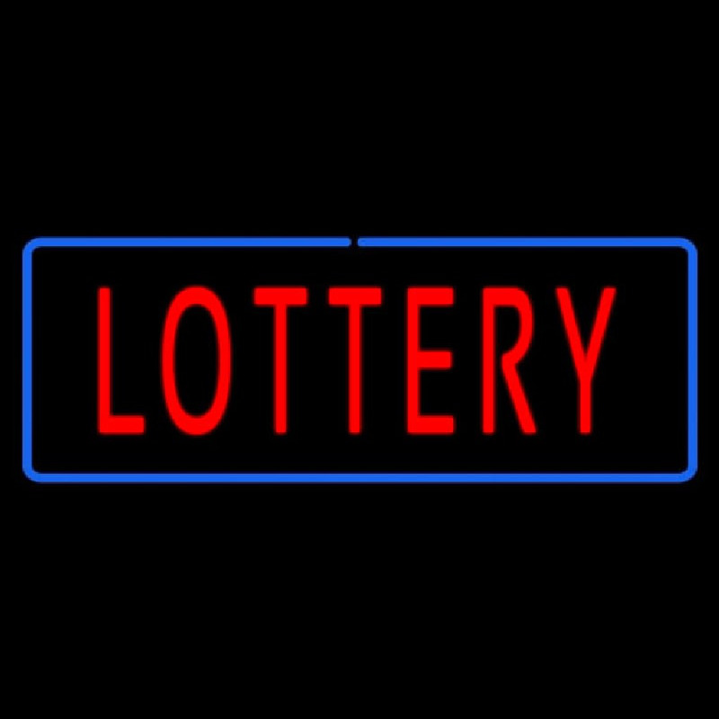 Red Lottery Blue Border Neon Skilt