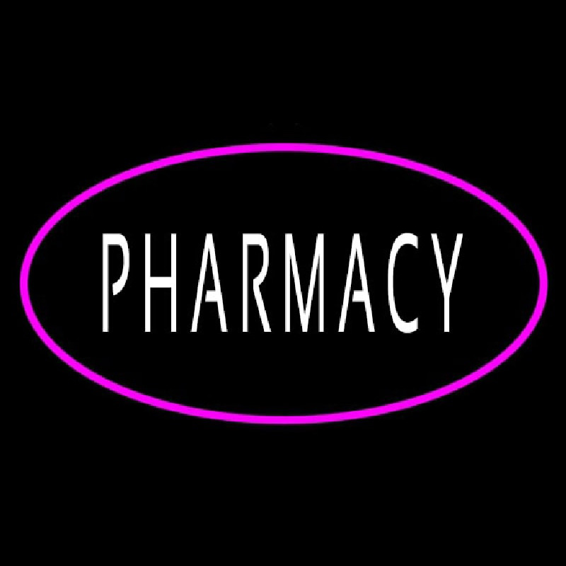 White Pharmacy Pink Oval Border Neon Skilt