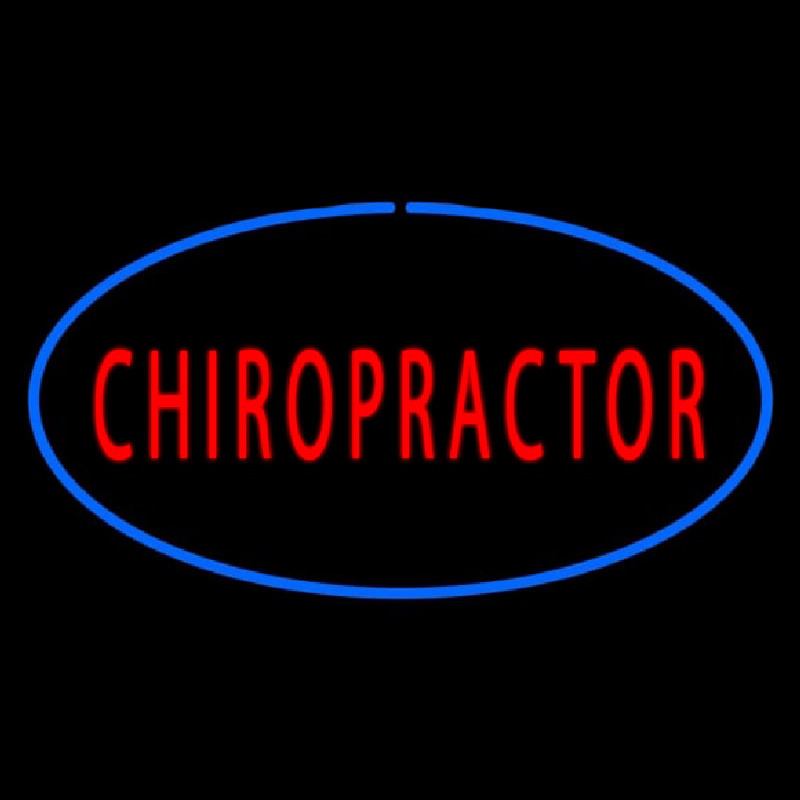 Red Chiropractor Oval Blue Neon Skilt