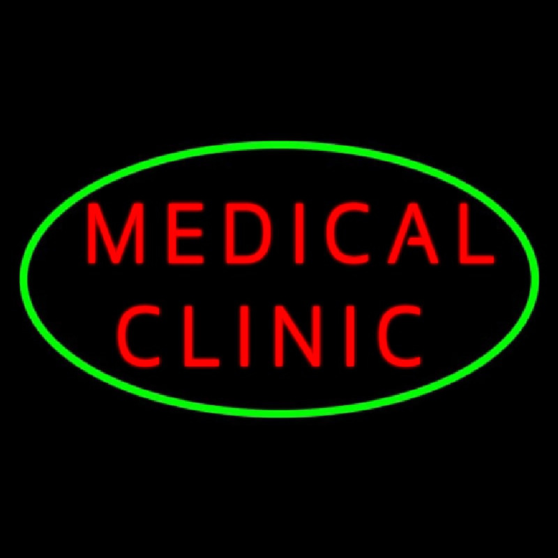 Red Medical Clinic Oval Green Neon Skilt
