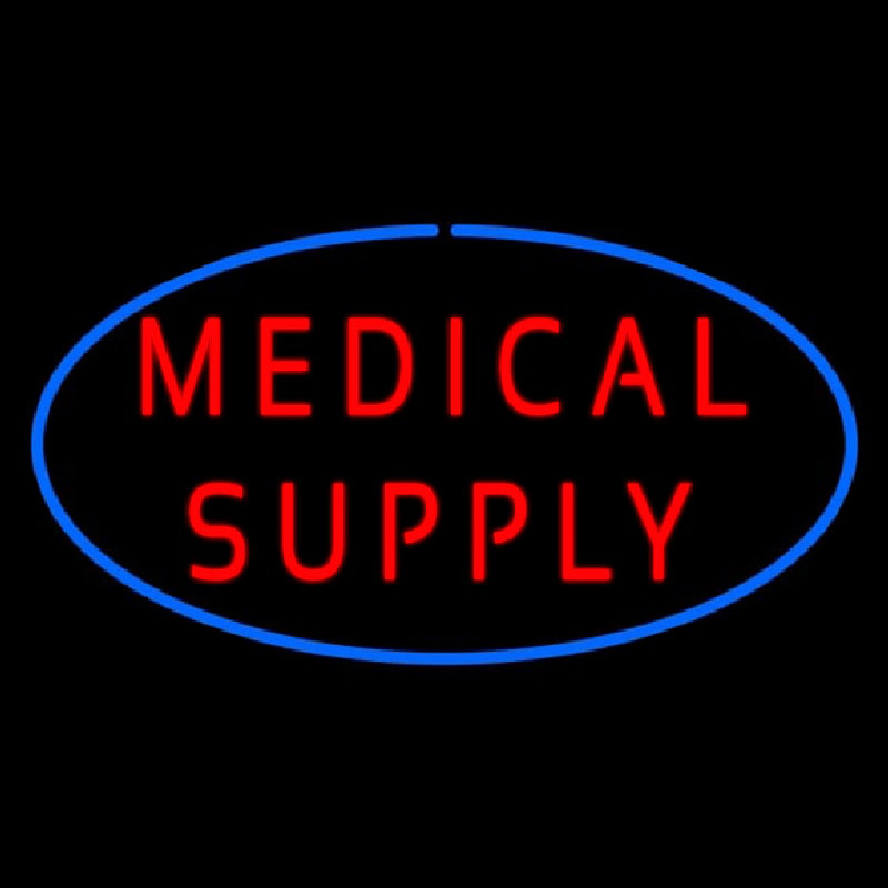 Red Medical Supply Oval Blue Neon Skilt