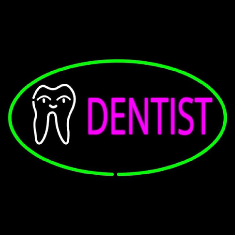 Pink Dentist Oval Green Neon Skilt