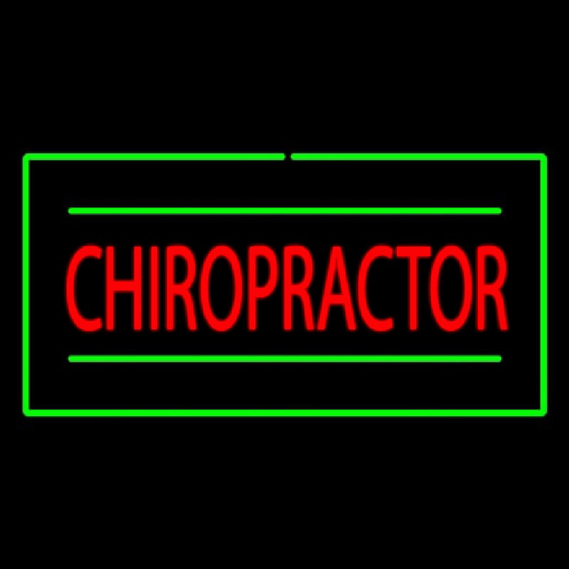 Chiropractor Rectangle Green Neon Skilt