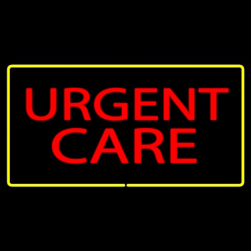 Red Urgent Care Yellow Border Neon Skilt