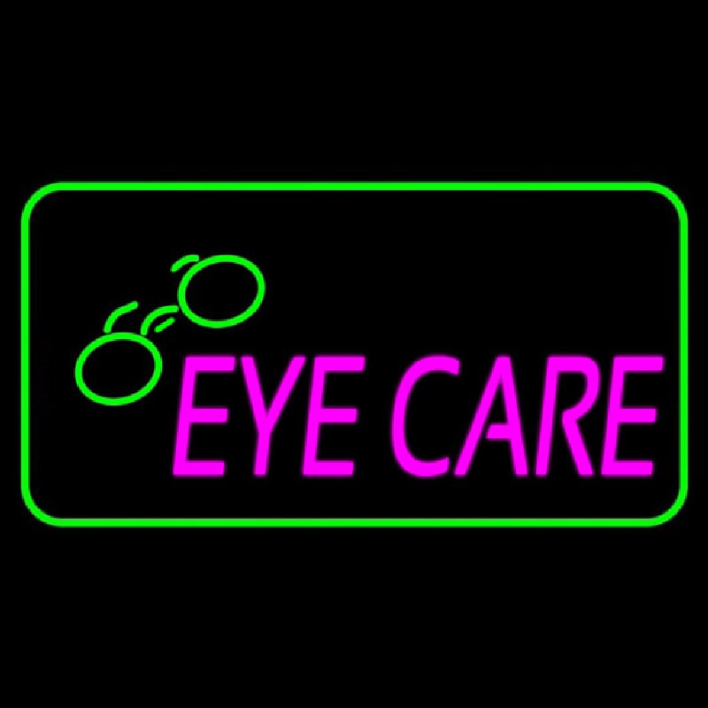 Pink Eye Care Logo Green Border Neon Skilt