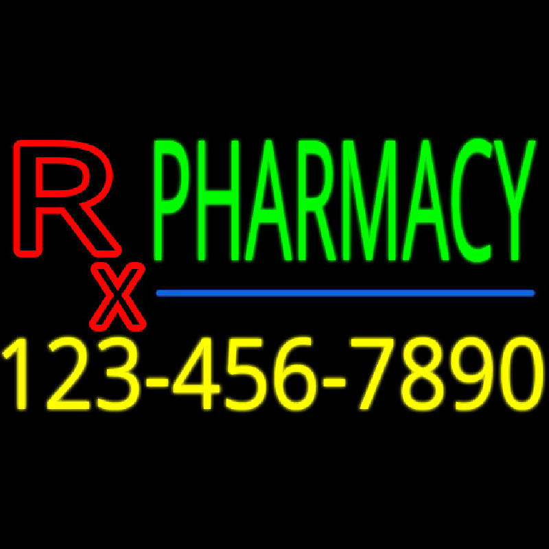Pharmacy With Phone Number Neon Skilt