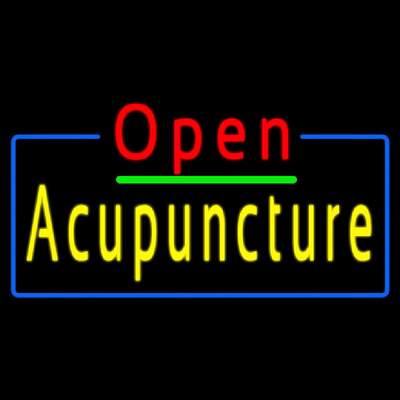 Red Open Acupuncture Blue Border Neon Skilt