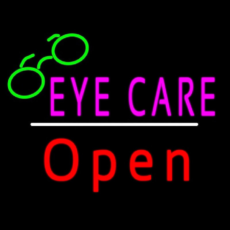 Eye Care Logo Red Open White Line Neon Skilt