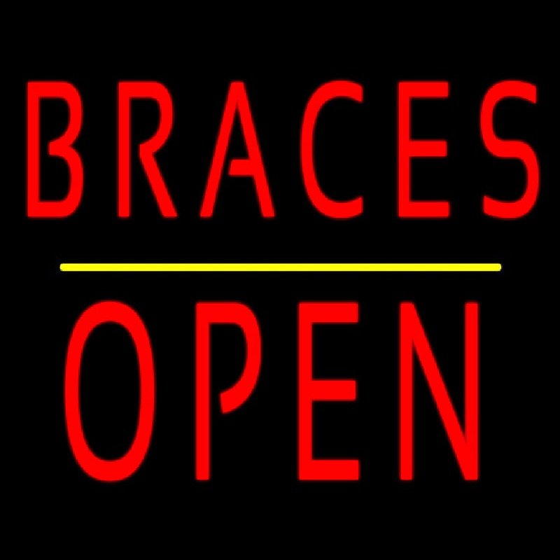 Braces Block Open Yellow Line Neon Skilt