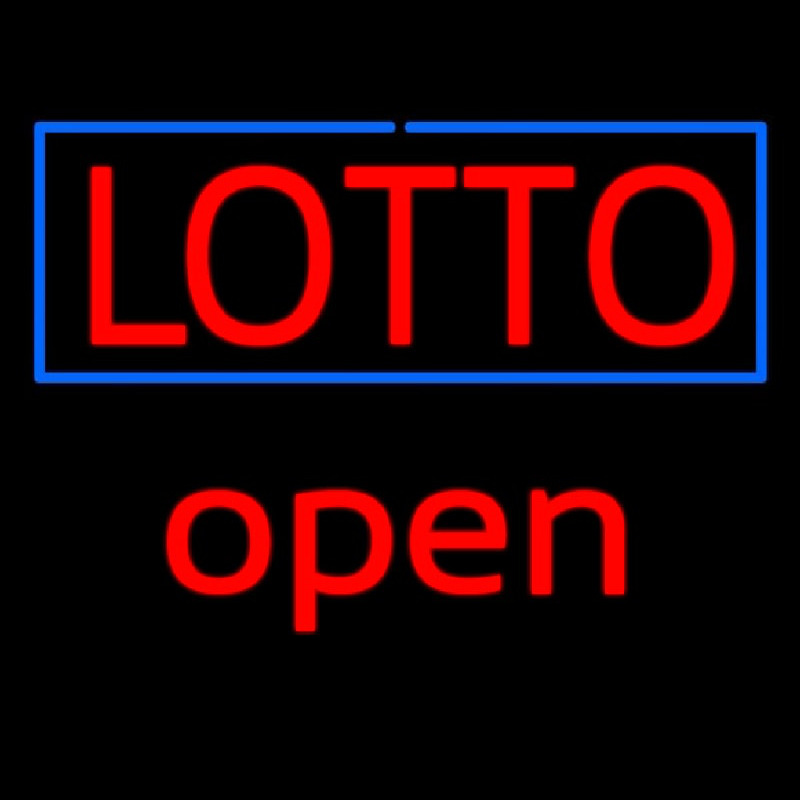 Red Lotto Blue Border Open Neon Skilt