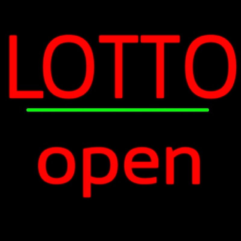 Red Lotto Green Line Open Neon Skilt