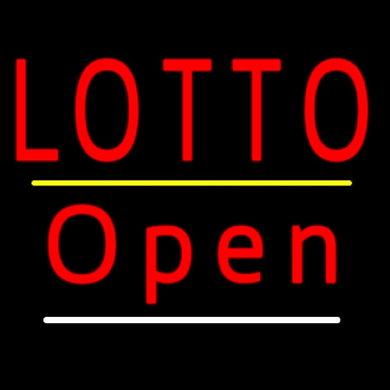 Red Lotto Yellow Line Open Neon Skilt