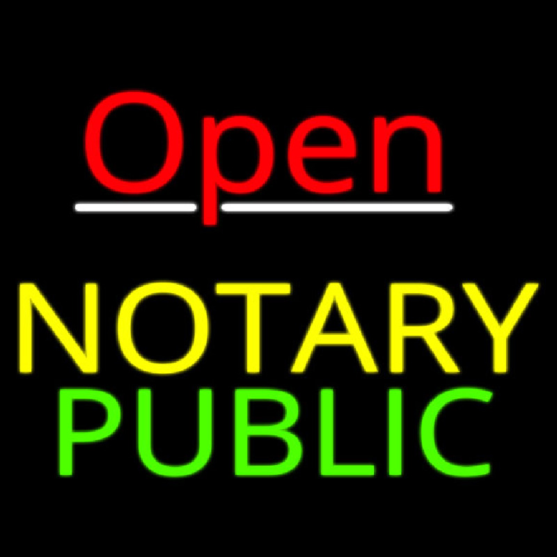 Red Open Notary Public Neon Skilt