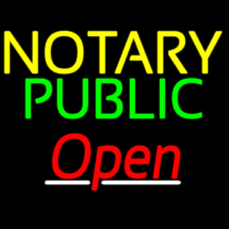 Notary Public Red Open Neon Skilt