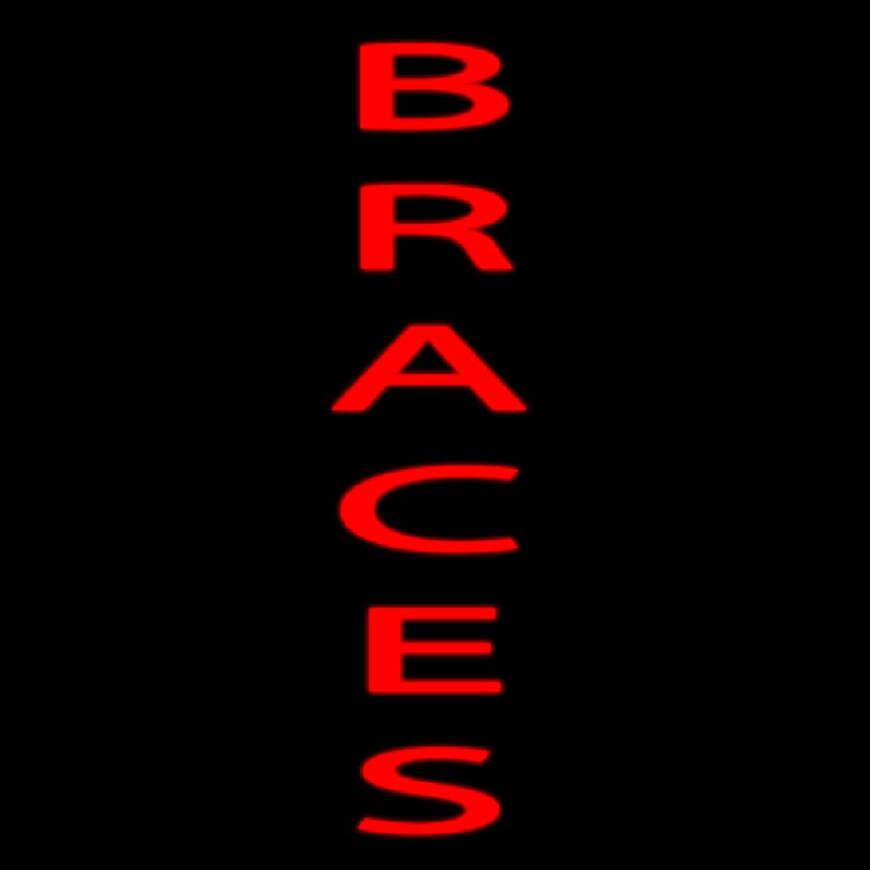 Vertical Red Braces Neon Skilt