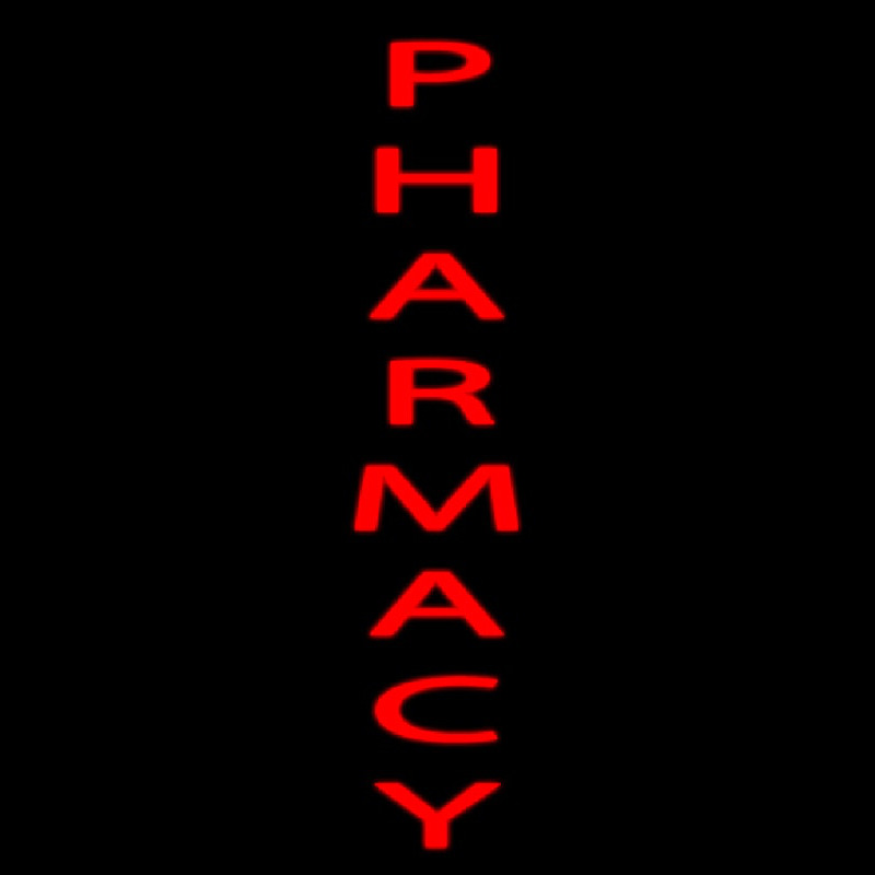 Vertical Red Pharmacy Neon Skilt