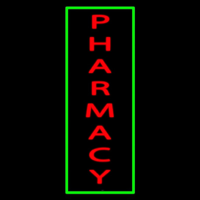 Red Pharmacy Green Border Neon Skilt