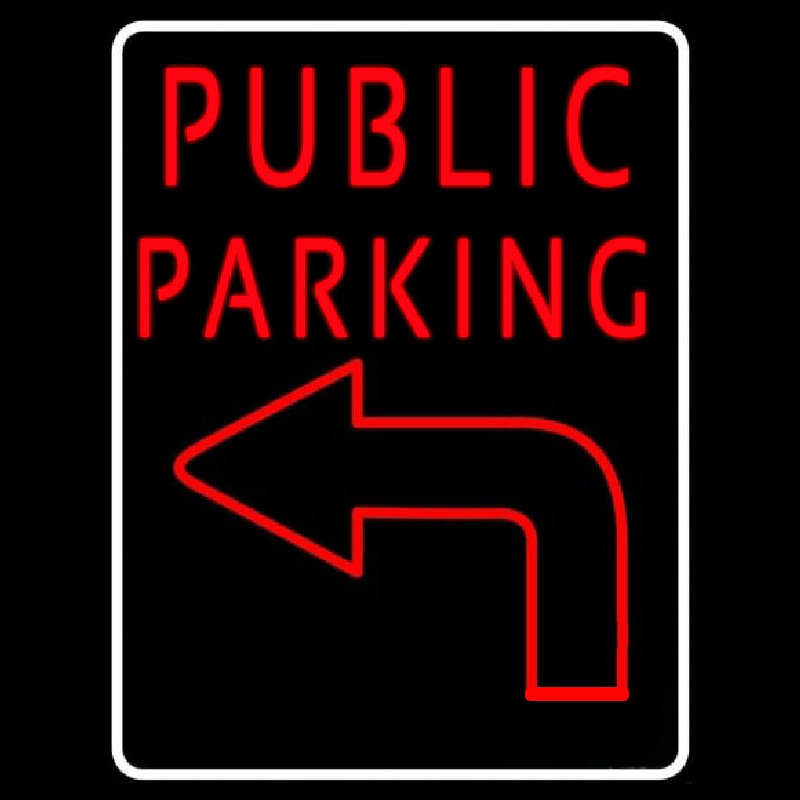 Public Parking With Arrow Neon Skilt