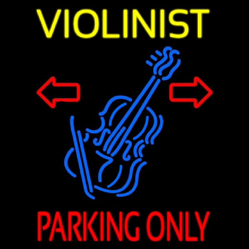 Yellow Violinist Red Parking Only Neon Skilt