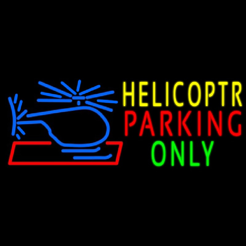 Blue Helicopter Parking Only Neon Skilt