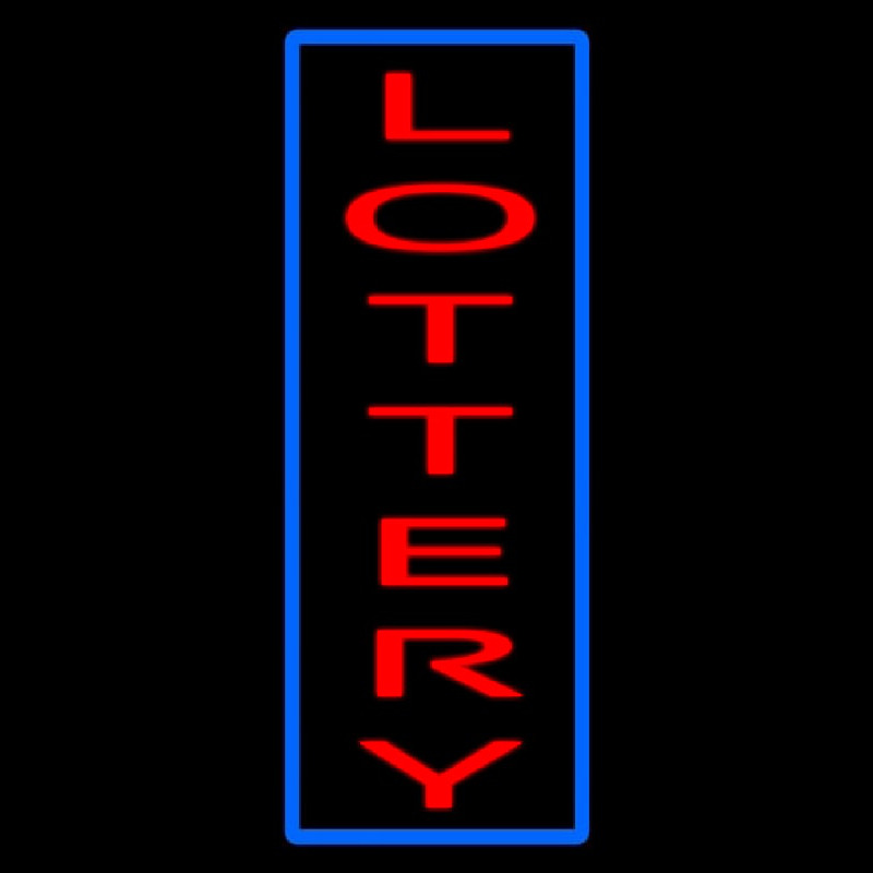 Vertical Red Lottery Blue Border Neon Skilt