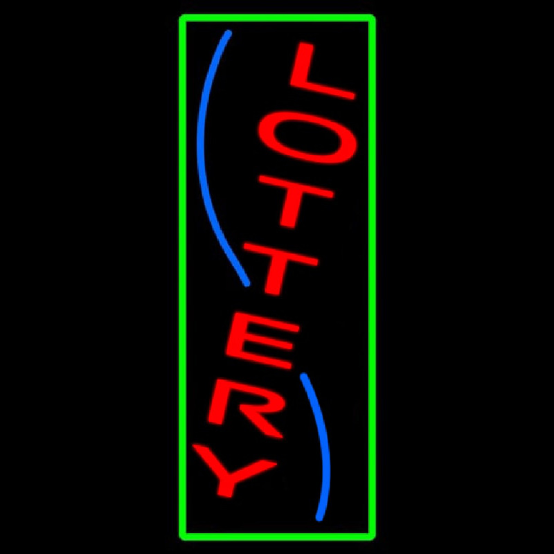 Vertical Red Lottery Blue Border Neon Skilt