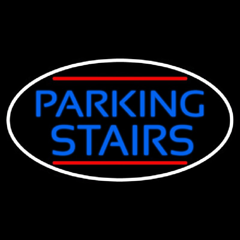 Blue Parking Stairs Oval With White Border Neon Skilt