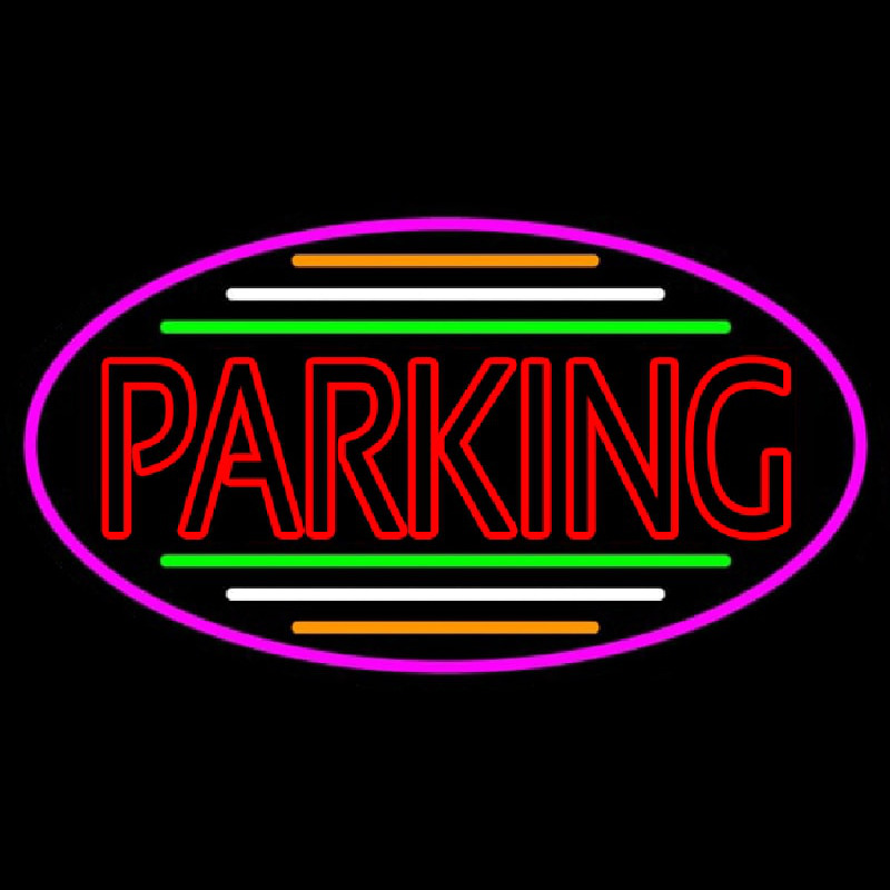 Double Stroke Parking Oval With Pink Border Neon Skilt