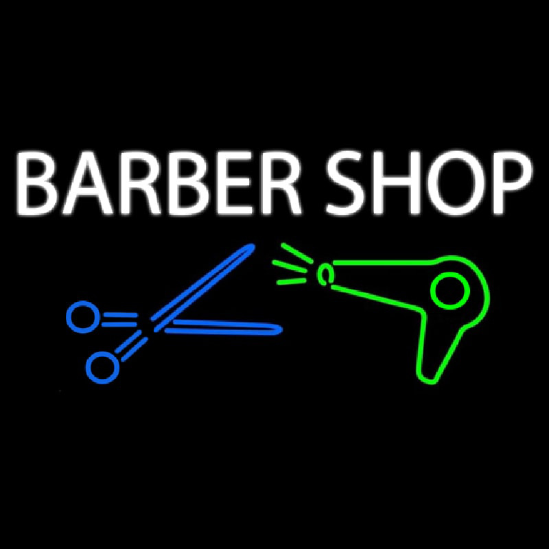 Barber Shop With Dryer And Scissor Neon Skilt