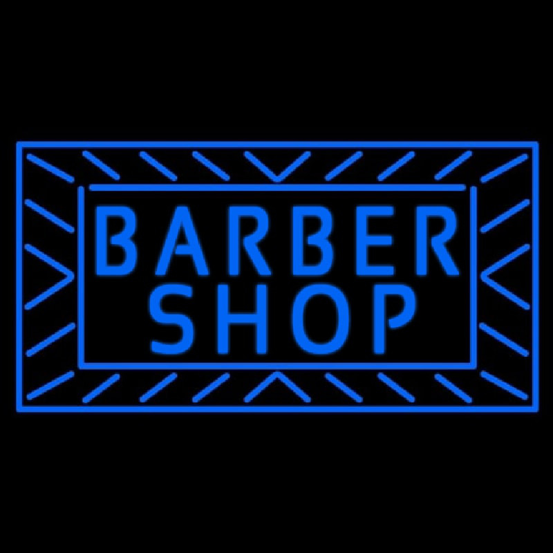 Blue Barber Shop Neon Skilt