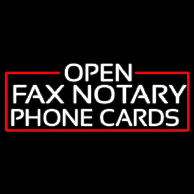 White Open Fa  Notary Phone Cards With Red Border Neon Skilt