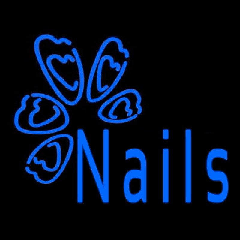 Blue Nails Logo Neon Skilt