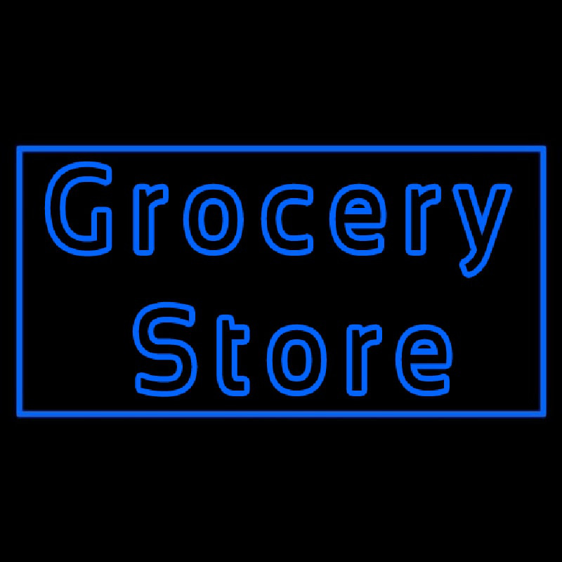 Blue Grocery Store Neon Skilt