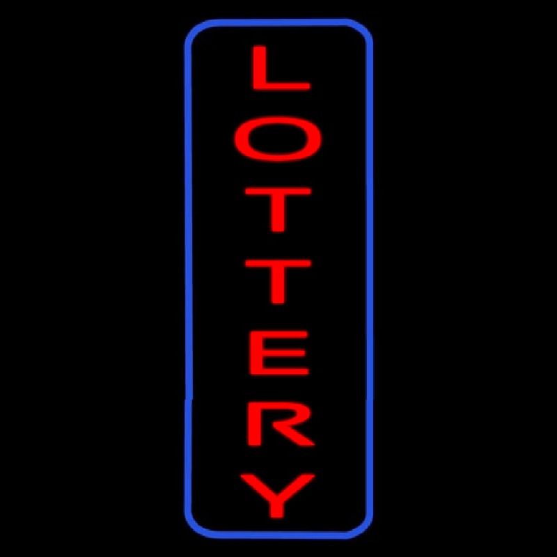 Vertical Red Lottery Blue Border Neon Skilt