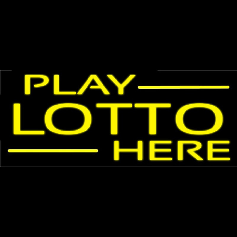 Yellow Play Lotto Here Neon Skilt