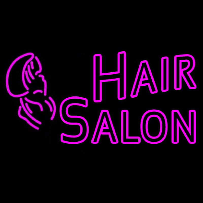 Double Stroke Pink Hair Salon Neon Skilt