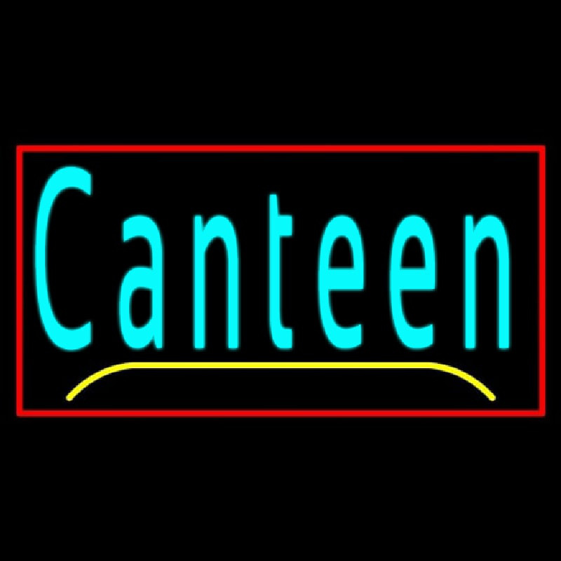 Cursive Canteen With Red Border Neon Skilt