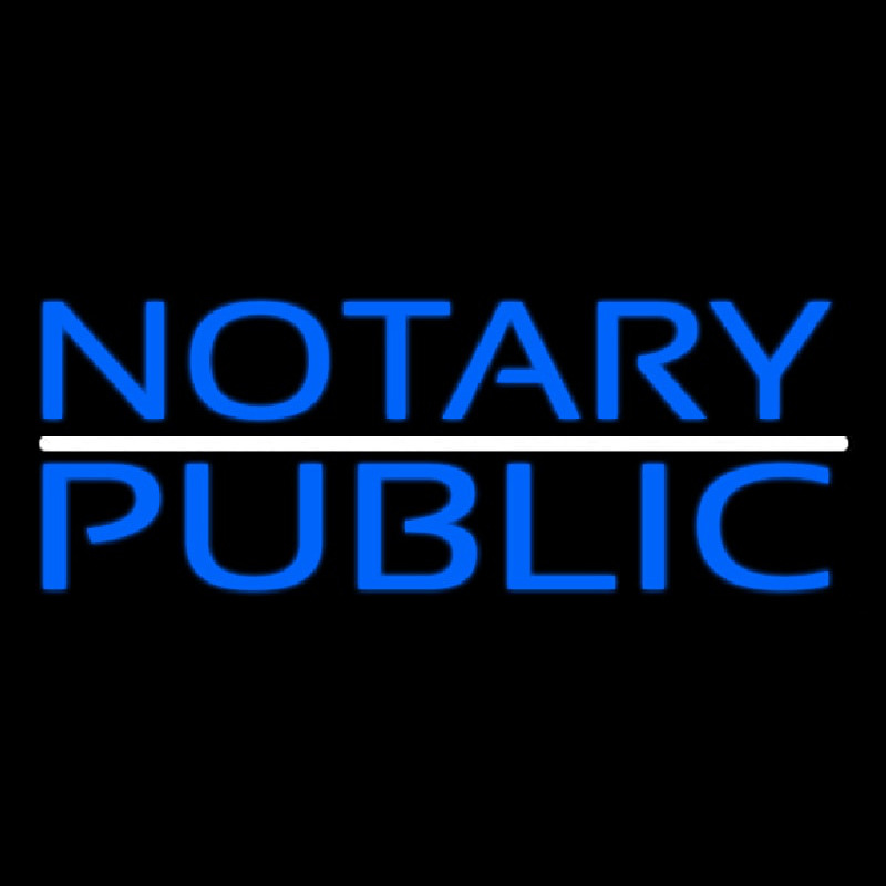 Blue Notary Public With White Line Neon Skilt