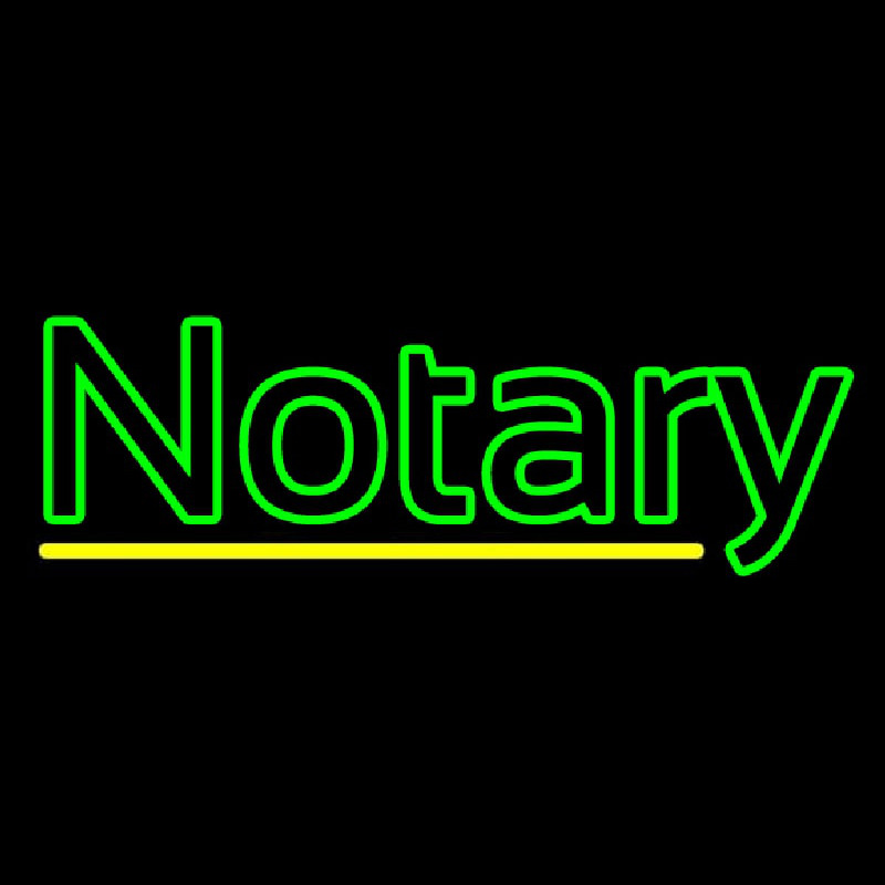Double Stroke Green Notary Neon Skilt