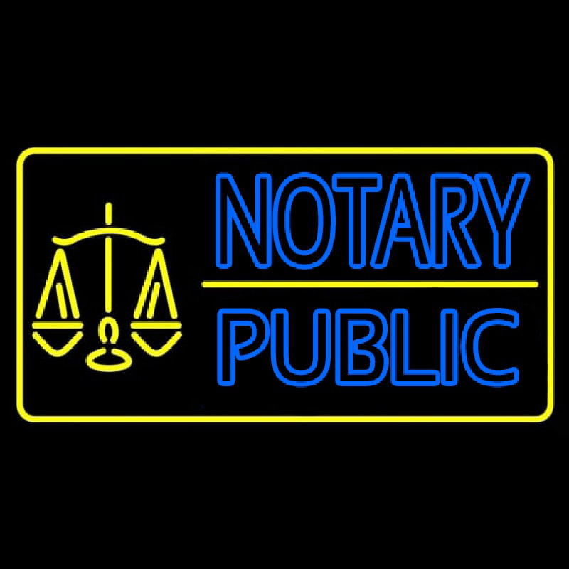 Double Stroke Notary Public Logo Neon Skilt
