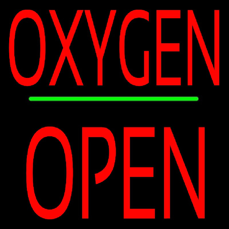 O ygen Block Open Green Line Neon Skilt