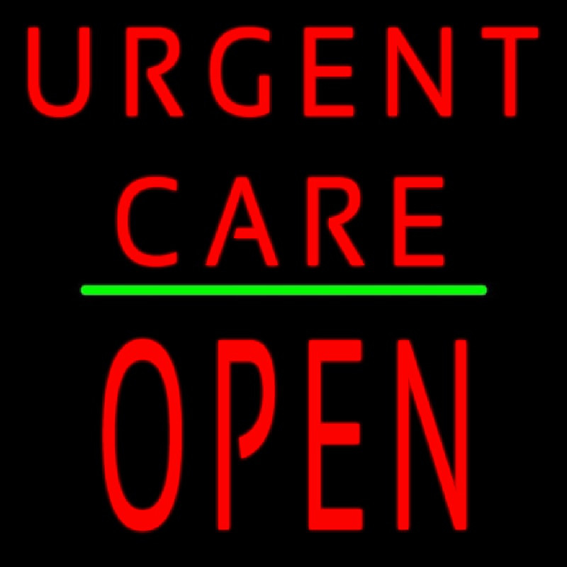 Urgent Care Block Open Green Line Neon Skilt