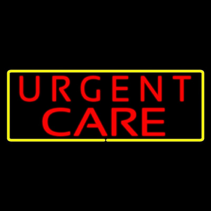 Urgent Care Rectangle Yellow Neon Skilt
