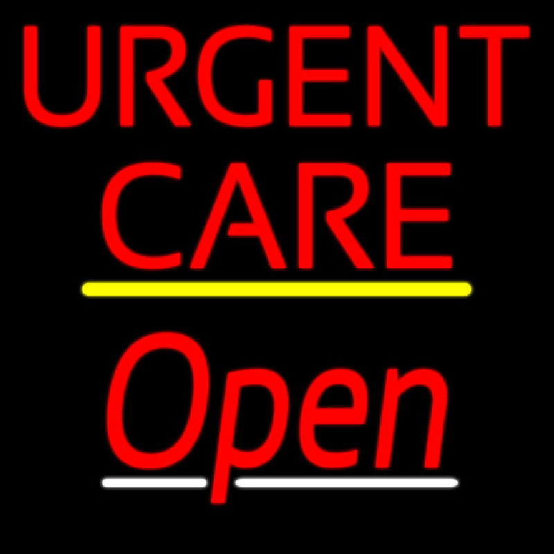Urgent Care Script2 Open Yellow Line Neon Skilt