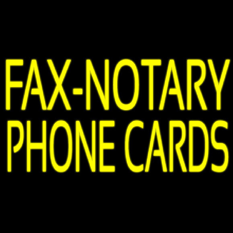 Yellow Fa  Notary Phone Cards With White Border Neon Skilt