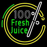 100 Percent Fresh Juice Neon Skilt