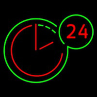 24 Hours Clock Neon Skilt