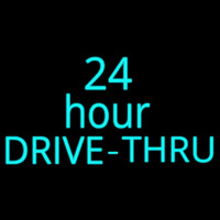 24 Hours Double Stroke Drive Thru Neon Skilt