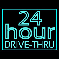 24 Hours Double Stroke Drive Thru Neon Skilt