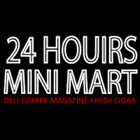 24 Hours Mini Mart Neon Skilt